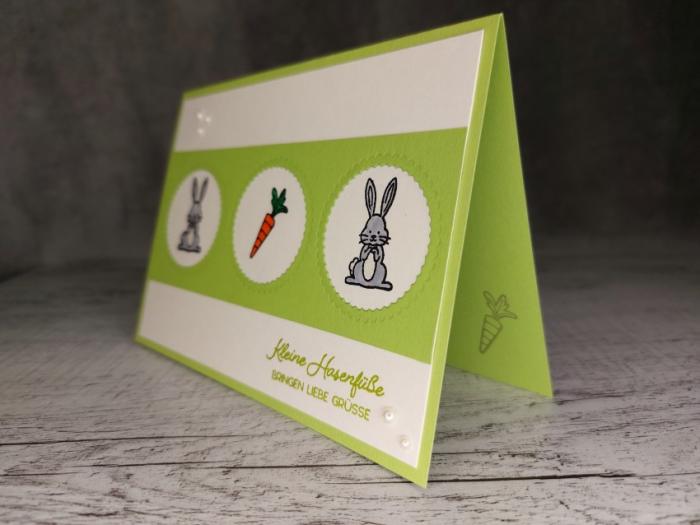 Grußkarte Ostern kleine Hasenfüße handgemacht
